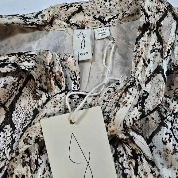 Joie Womens Python Print Long Sleeve Blouse shirt Boutton down size XL - Picture 13 of 16